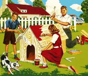 Familie Bau eines Hundehauses