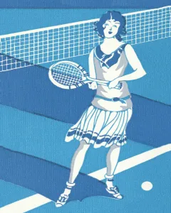 Pop-Art Drucke: Die Flapper Frau beim Tennis spielen