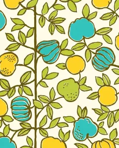 Captivating Pop Art Illustrations Drucke: Fruit and Leaf Pattern