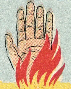Ein Hand in Flammen
