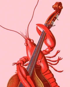 Ein Hummer spielt einen Upright Bass