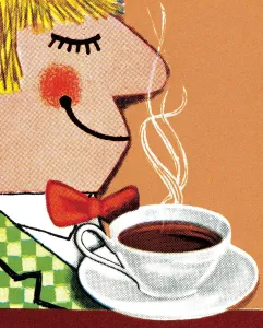 Ein Mann, der Kaffee riecht