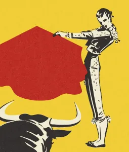 Bild eines Matadors und eines Stiers