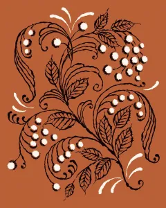 Vintage Floral Illustrations Drucke: Orange Leaf and Berry Pattern
