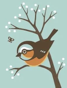 Pop Art Illustration Drucke: Robin in Tree