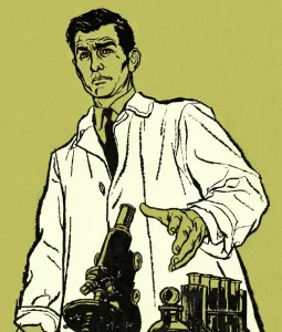 Der Wissenschaftler mit dem Mikroskop