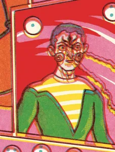 Colored Background Illustration Drucke: Spaceman