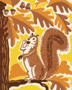 Vintage Wildlife Illustrations Drucke: Squirrel in a Tree