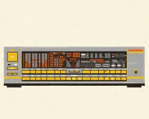 Stereo-Komponenten in einer faszinierenden Kunstillustration