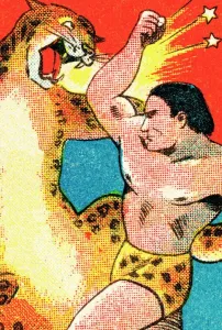 Tarzan kämpft gegen einen Tiger
