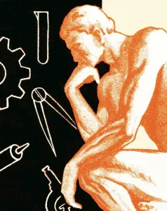 Black Background Illustration Drucke: The thinker