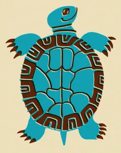 Colored Background Paintings Drucke: Turtle