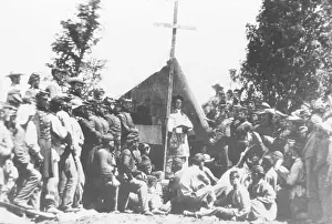 Drucke von Der Chaplain führt eine Messe für die 69. Nationalgardeschütz im Bundesstaat New York während des amerikanischen Bürgerkriegs in Washington D.C., um 1861 Bilder Datiert 2010 Mai: Zuständiger Kaplan führt die Messe durch