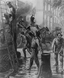 Vintage Firefighting Equipment Drucke: Chicago Fire