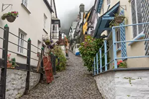 Drucke von Gepflasterte Straßen in der hübschen Dorf von Clovelly in Devon Clovelly Drucke: Clovelly