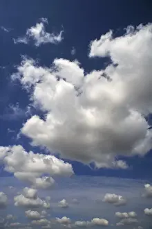 Altocumulus Cloud Formation Drucke: Cumulus clouds and altocumulus clouds, Othenstorf, Mecklenburg-Western Pomerania, Germany