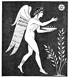 Drucke von Altes Gravur aus dem Jahr 1879 von antiker griechischer Kunst, die Ikarus zeigt. In der griechischen Mythologie ist Ikarus der Sohn des Meisterschmieden Daedalus Daedalus Drucke: Icarus
