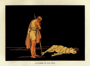 Drucke von Ulysses und sein Hund Argos; aus den Geschichten von Homer durch die Reverend Alfred J. Church, M.A., mit Illustrationen nach Entwürfen von John Flaxman F Drucke: Ulises und sein Hund