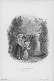 Vintage Easter Illustrations Drucke: Easter Day Celebration