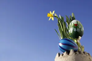 Easter Sunday Traditions Drucke: Easter decorations, daffodils and Easter eggs