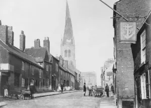 Drucke von Chesterfield, Derbyshire, 1874. (Foto von Hulton Archive/Getty Images) Viktorianische Architektur Drucke: Chesterfield