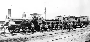 Drucke von 1870: Ein Pullman-Expresszug mit einem Dampflok auf der Großen Ostsee-Bahn Fotografen Des 19. Jahrhunderts Drucke: Pullman-Express