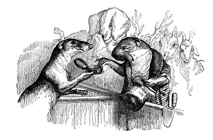Grandville Style Illustrations Drucke: Humanized animals illustrations