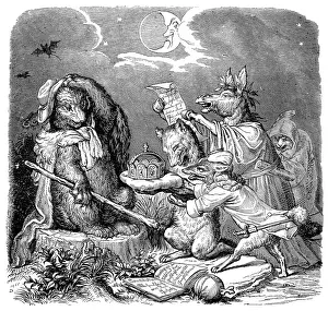 Whimsical Fine Art Prints Drucke: Humanized animals illustrations: Bear and fox