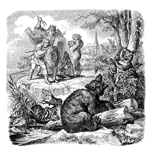 Humanized Animal Illustrations Drucke: Humanized animals illustrations: Bear and fox