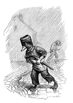 Grandville Influenced Artwork Drucke: Humanized animals illustrations: bird with weapon