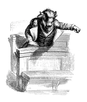 Whimsical Animal Drawings Drucke: Humanized animals illustrations: Bison