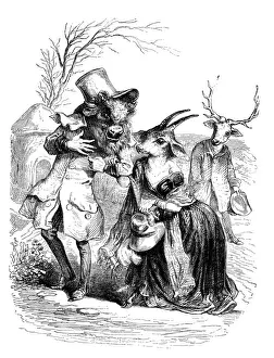 Animal Human Hybrid Art Drucke: Humanized animals illustrations: Bison and antelope
