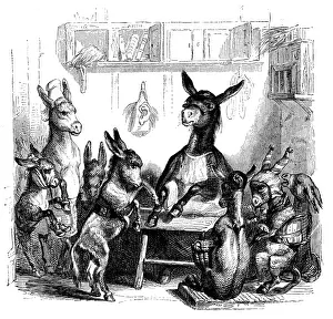 Grandville Influenced Artwork Drucke: Humanized animals illustrations: Donkeys