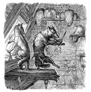 Whimsical Animal Illustrations Drucke: Humanized animals illustrations: Fox stealing