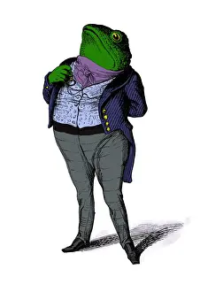 Grandville Style Artwork Drucke: Humanized animals illustrations: Frog