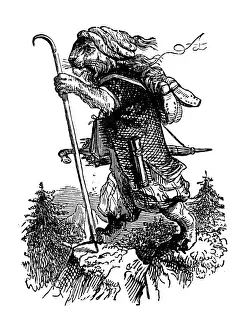 Grandville Style Illustrations Drucke: Humanized animals illustrations: Hare