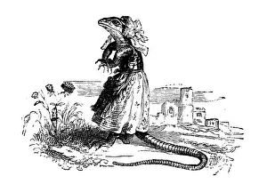 Grandville Influenced Artwork Drucke: Humanized animals illustrations: Lizard