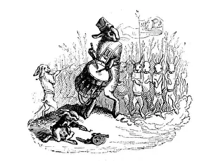 Grandville Influenced Artwork Drucke: Humanized animals illustrations: Rabbit army