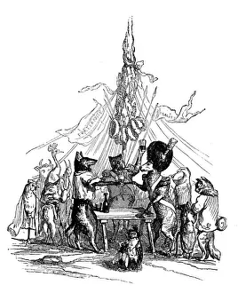 Grandville Influenced Artwork Drucke: Humanized animals illustrations: Toasting