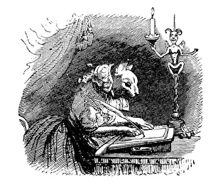 Whimsical Animal Drawings Drucke: Humanized animals illustrations: Writing