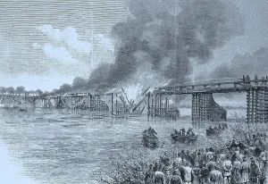 Die Feuer des Großen Brückenbogens von Glogau im Deutschland ist historisch bedeutend und eine digitale Wiedergabe eines Originalwerkes aus dem 19. Jahrhundert