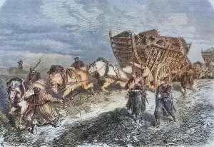 Franco Prussian War Artwork Drucke: Procuring construction material outside Paris
