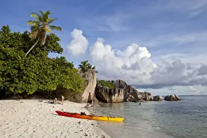Anse Source D Argent Beach Drucke: Kayaking at Anse Source d Argent