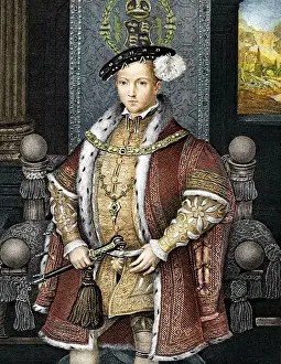 Engraved Portrait Of A King Drucke: King Edward the Sixth