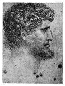 Leonardo Da Vinci Drucke: Studienzeichnung eines Mannes von Leonardo da Vinci