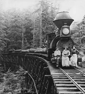 Cascade Mountains Landscape Drucke: Logging Train In Oregon