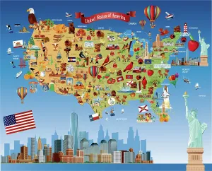 Vereinigte Staaten Von Amerika Drucke: Kartenauszeichnung der Vereinigten Staaten von Amerika