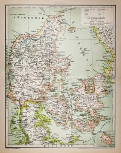 Drucke von Illumination einer dänischen Karte Dänemark Drucke: Karte von Dänemark