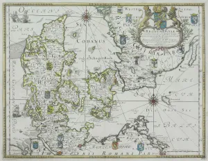 Antique Denmark Maps Drucke: Map of Denmark