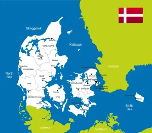 Dänemark Drucke: Karte von Dänemark